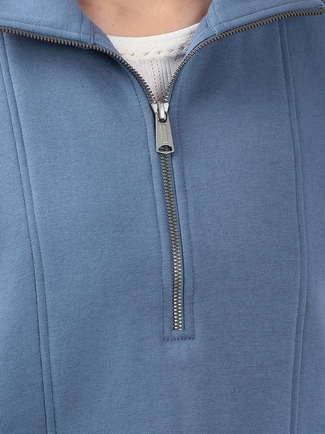Numero Uno Women Blue Half-Zip Sweatshirt